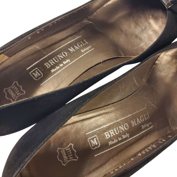 Vintage BRUNO MAGLI Shoes Womens 8.5 Black Velvet Pumps Bow Casual Formal A4729 - Picture 9 of 14